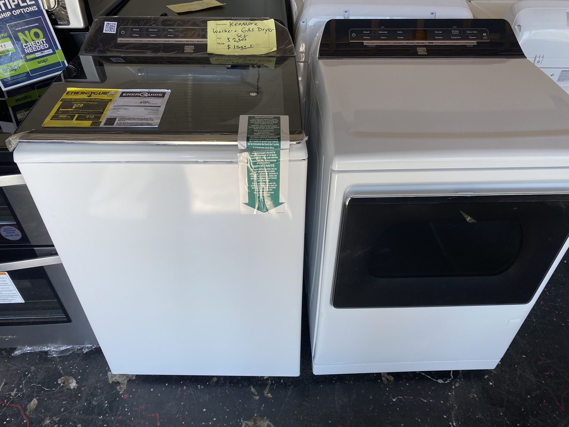 New Kenmore Washer And Matching Gas Dryer 