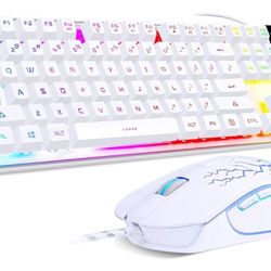 Gaming Keyboard and Mouse Combo, K1 RGB LED Backlit Keyboard with 104 Key for PC/Laptop(White)
