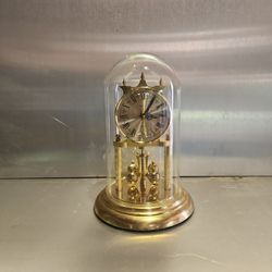 Marcel Quartz Vintage Dome German Mantel Clock, Made In West Germany, Glass Dome Clock, 1970s Vintage Clock