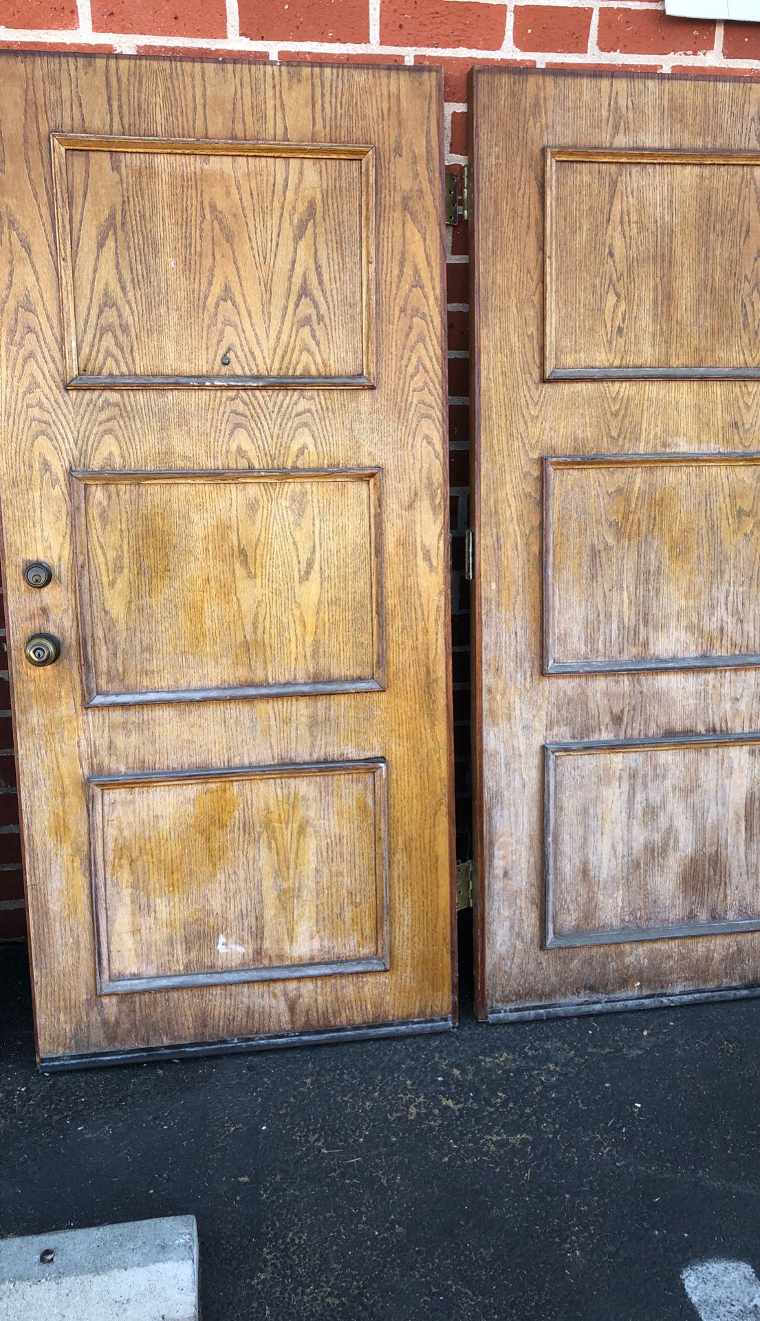 Heavy Real Wood Solid Oak 6FT double doors - each door .36” x 80” roughly