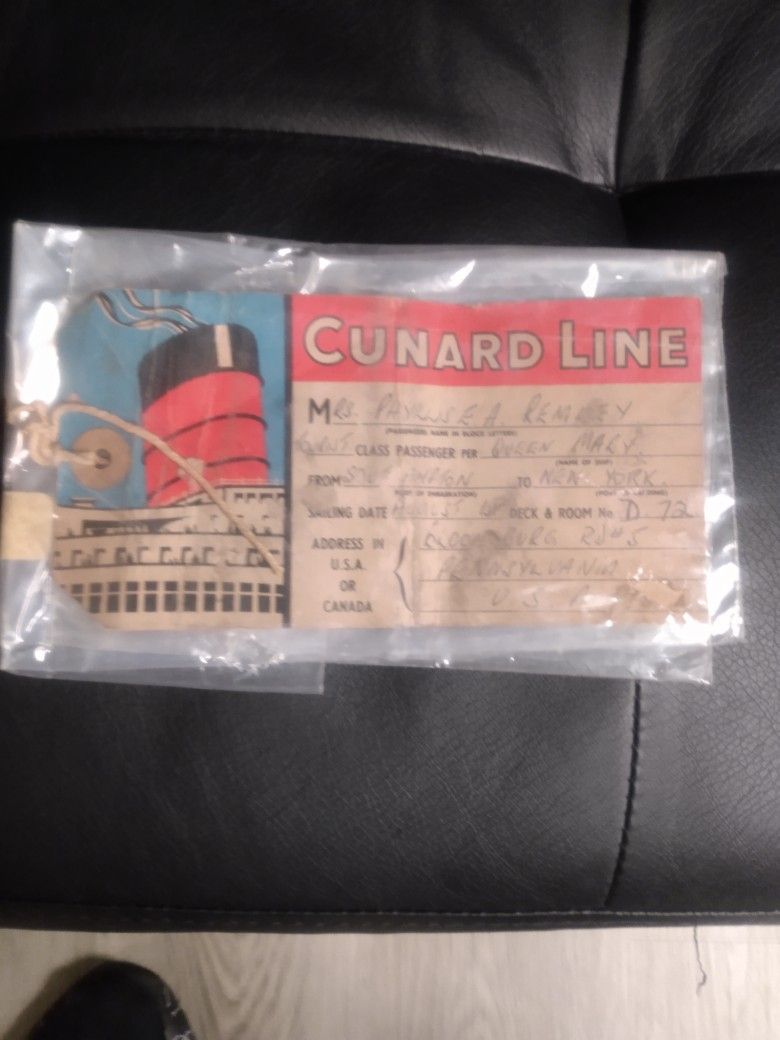 Vintage Queen Mary Luggage Ticket