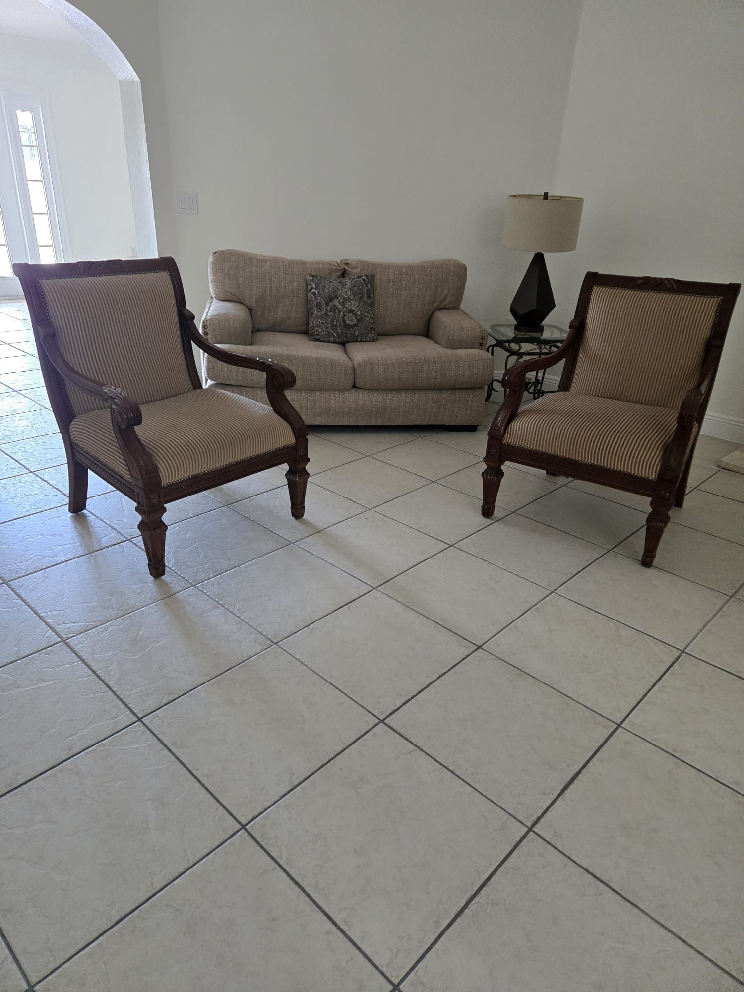 Sofa With 2 Wooden Chairs