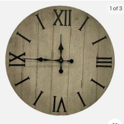 24" Wall Clock Rustic Weathered Wood Threshold
