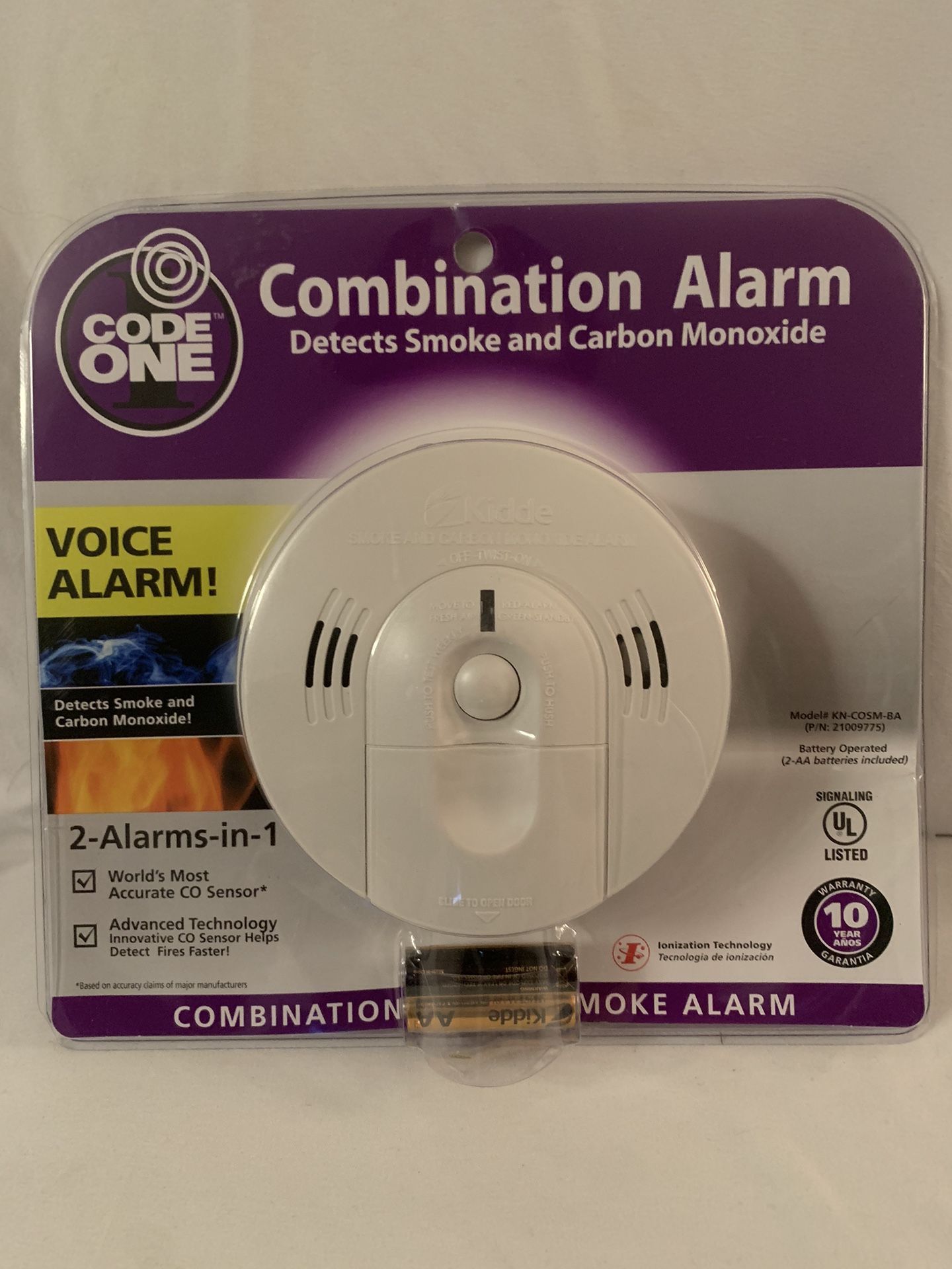 Kidde Code One Combination Voice Alarm. Detects Smoke And Carbon Monoxide.