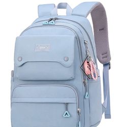 Ziranyu  Teen Girls Casual Backpack High Middle School Daypack Women Daily Travel Laptop Bag (1# Blue, 26 Liters)