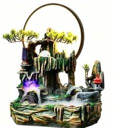 Fuente Cascada de Montaña con Aro de Luz LED – Mayoreo $60