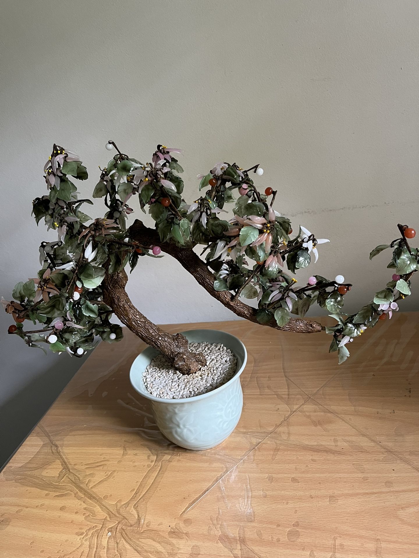BEAUTIFUL ORIENTAL BONSAI GLASS FLOWER TREE 