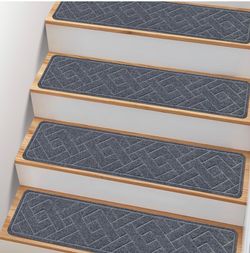 Non Slip Stair Treads 15 Pack for Wooden Stairs 8x30” Reusable Peel & Stick