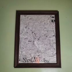 Framed Map Of New Mexico 27x23 