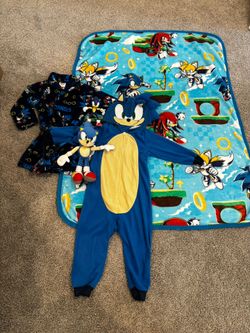 Sonic Boys Pajamas Robe Blanket And Toy Set 