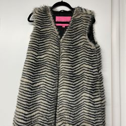 Betsey Johnson Faux Fur New Vest Zebra Pattern