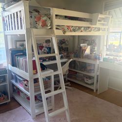 Twin Loft Bed With Wraparound Desk & Shelves