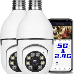 360° Home Security Cameras, Full Color Day and Night, Smart Motion Detection (2PCS, Support 5G)
