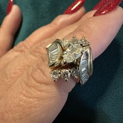 wedding ring with band in one