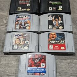 Nintendo 64 [N64] Wrestling Game Lot – 7 Games (WCW/nWo, WWF, WrestleMania 2000 & More)