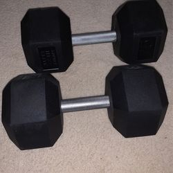 75 Pound Dumbells - Hex Grip