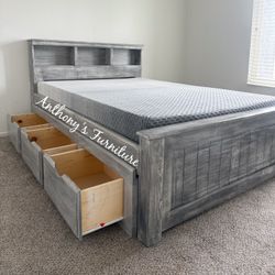 Full Bed With Drawers And Foam Mattress