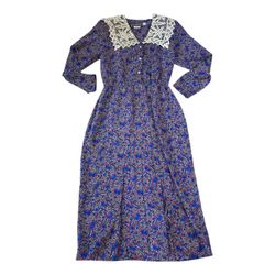 Vintage JT Dress Paisley Lace Collar Women SZ 6