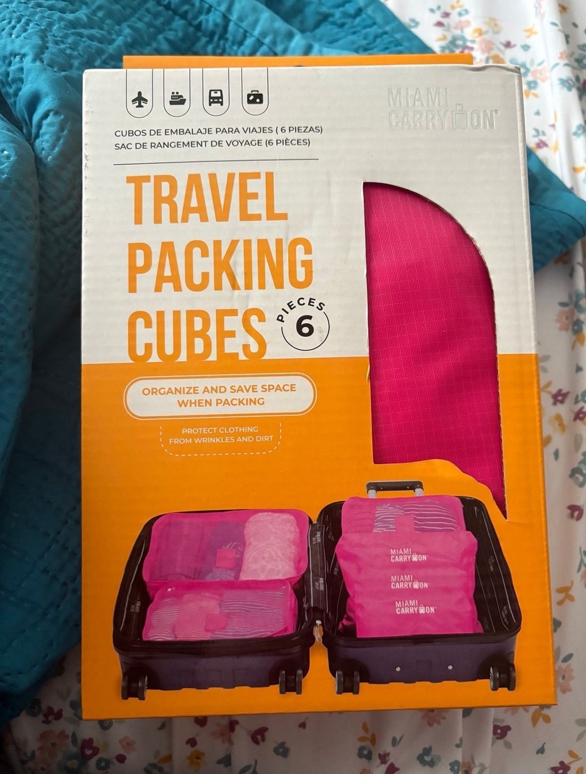 Miami Carryon 6pc Pink Luggage Organizer Set