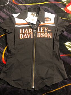 Harley Davidson Zip-Up Blouse