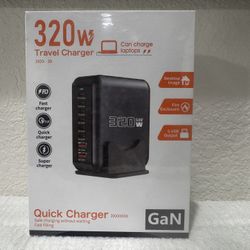 320W GaN3 USB C Charging Station 10 Port PD 140W Fast Charger Desktop