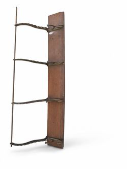 Antique Wall-Mount Wood and Metal Rack