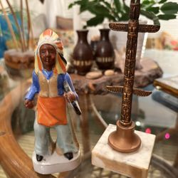 Vintage Native American Figure and Totem  