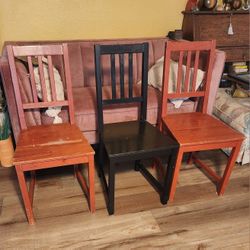 Set of 3 Pine Wood Ikea Chairs