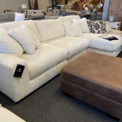 New Ashley Plush Cotton Ball Sectional Off White Ivory Cream puff Was $2599