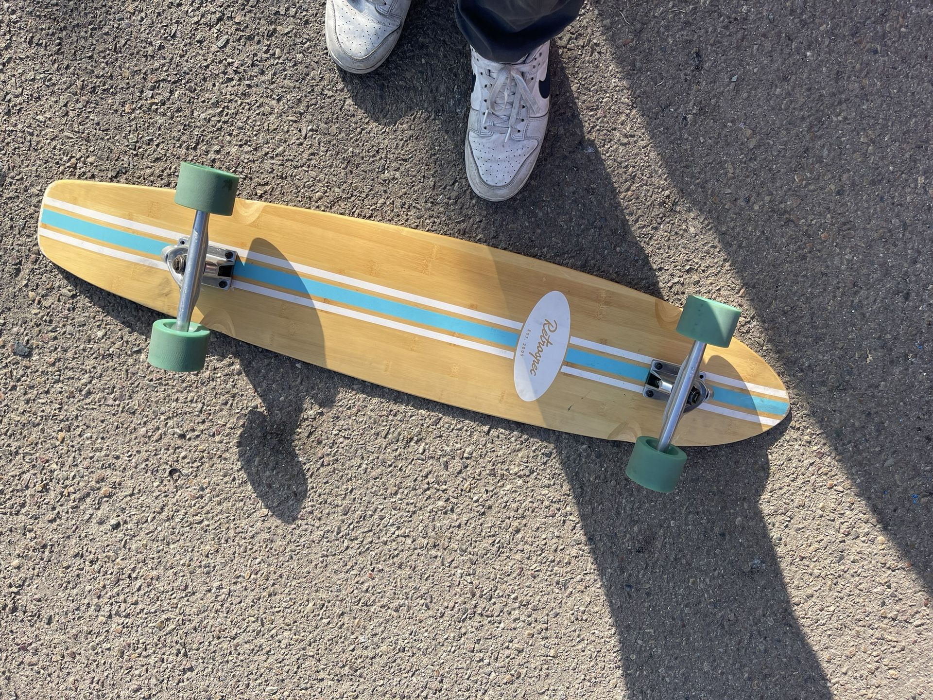RETROSPEC Emporium Zed Bamboo Longboard Skateboard Cruiser, 44", Aqua Pipeline