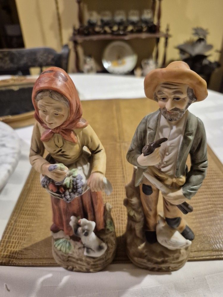 Two vintage HOMCO bisque porcelain figurines