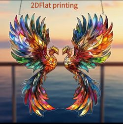 Twin Flames Rising — Phoenix Acrylic Suncatcher Wall Art