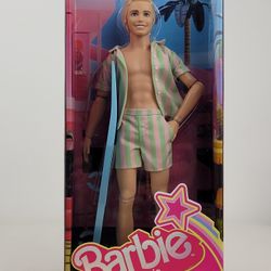 Barbie The Movie Ken Doll Surfer Surfing Pastel Striped Beach Ryan Gosling HPJ97