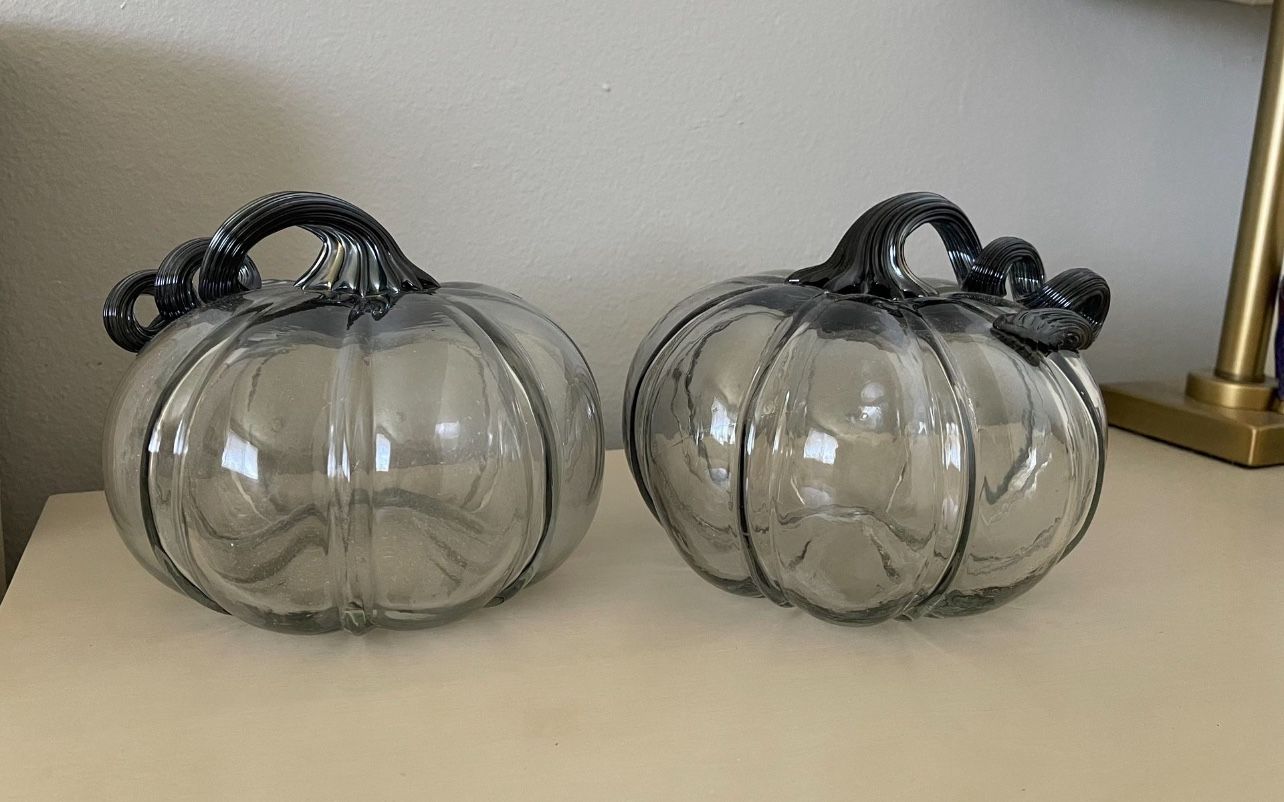 2 Hand blown Glass Pumpkins