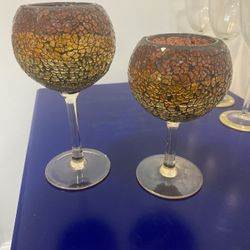 Vintage Retired PartyLite Mosaic Ombre Stemmed Tealight/Candle Holder 