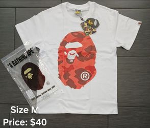 White bape shirt with red head size M