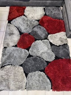 Gray and red Rug