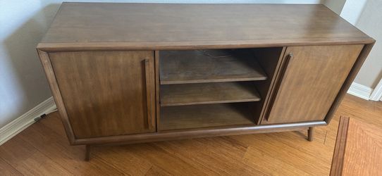 Brown mid century modern console