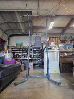 Pull up stand for your workouts, used in an outside environment,  selling cheap at $25