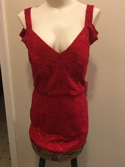 Holiday dress red sequins NEW/TAGS Medium
