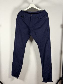 Rodd & Gunn Men’s Pants 34L Navy Blue Slim Fit Casual Cotton Trousers