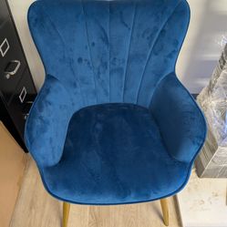 Blue Plush Lounge Chair