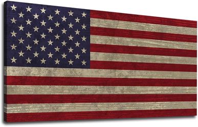 Distressed American Flag Canvas Wall Art 24”x48”
