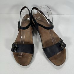 Dansko Rebekah Navy Blue Waxy Burnished Leather Sandals Women’s Size 12