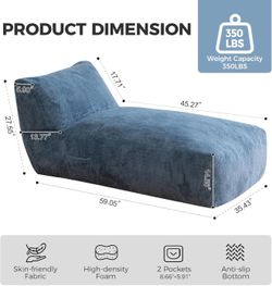 New Giant Bean Bag Lounger Chair for Adults with Soft & Cozy Plush Fabric,Memory Foam Filled Beanbag Chair for Family Living Room,Bedroom and Game Roo
