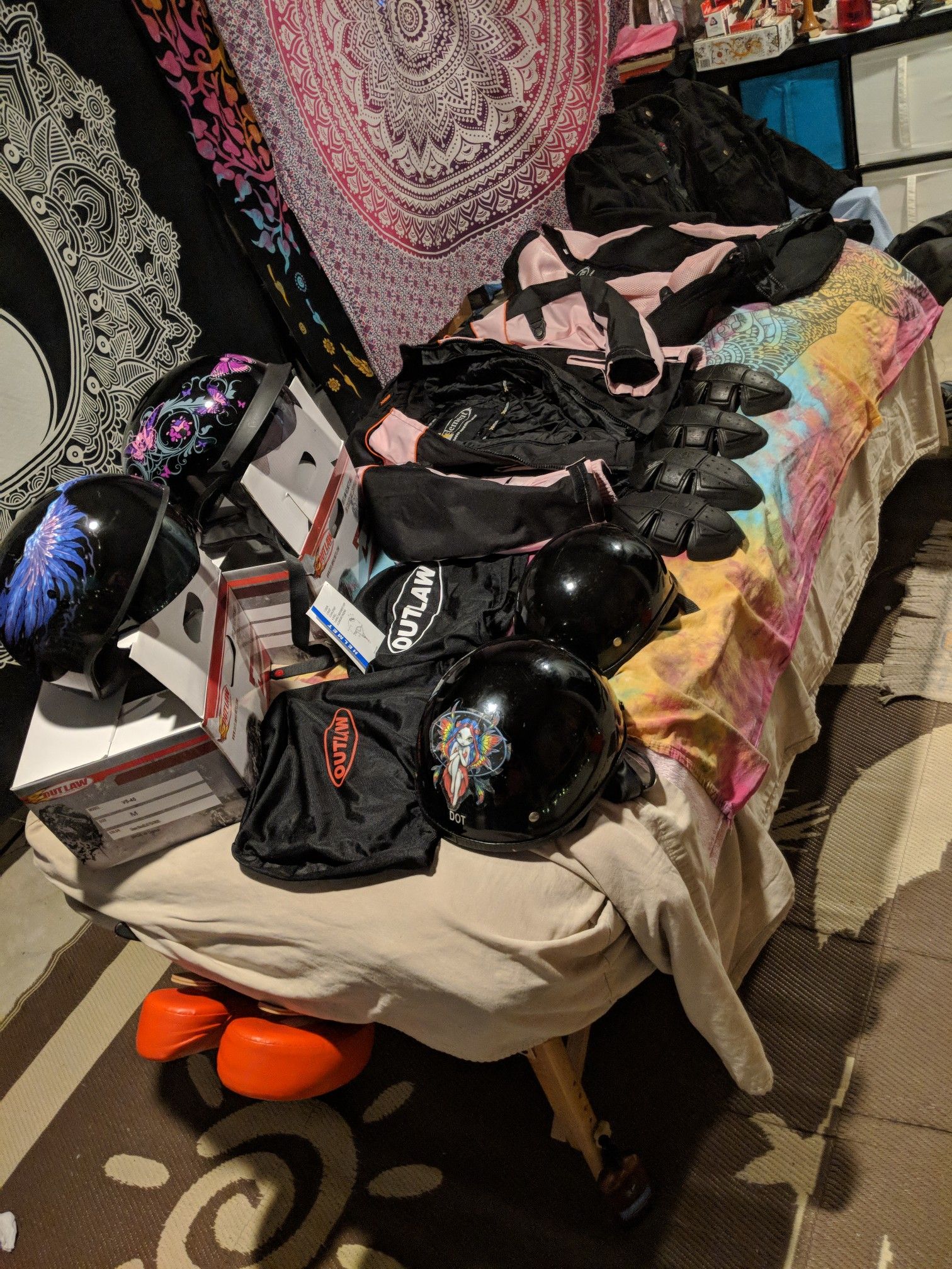 Motorcycle helmets & jackets