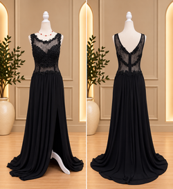 Noir Enchanté Floral Lace Illusion Maxi Dress