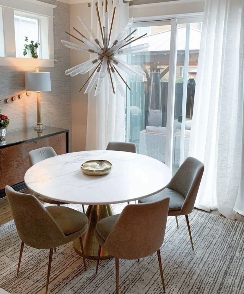 West elm 48” Silhouette Pedestal Marble Round Dining Table