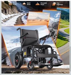 Premium Lightweight Foldable Electric Wheelchairs for Adults, Seniors 15 Miles Long Travel Range, Sturdy, Durable, All Terrain, Motorized Wheelchairs 