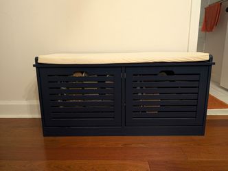 Shoe storage bench with flip drawer